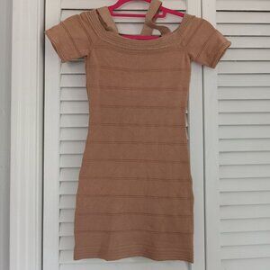 Bebe bodycon mini dress Size XS gold metallic